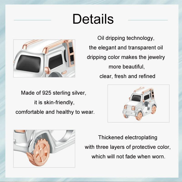 925 Sterling Silver Rose Gold Off Road Diy Beads Charms & Pendants