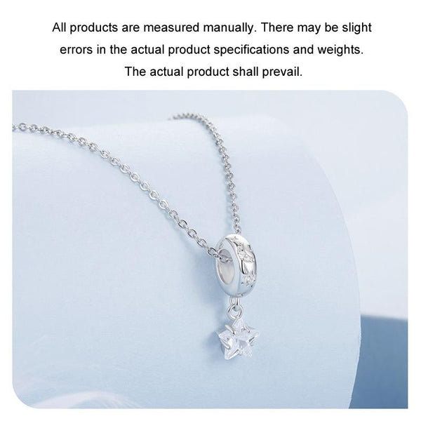 925 Sterling Silver Platinum Plated Starlight Five Pointed Diy Beads Charms & Pendants