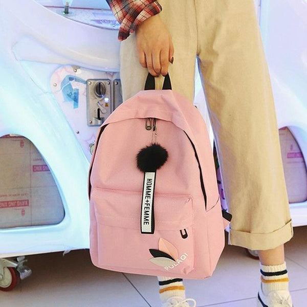 Student Canvas Backpack Light Grey Women Backpacks