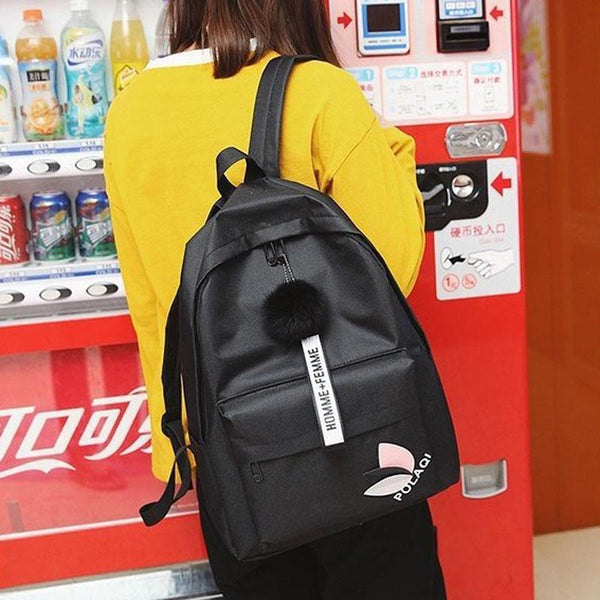 Student Canvas Backpack Light Grey Women Backpacks
