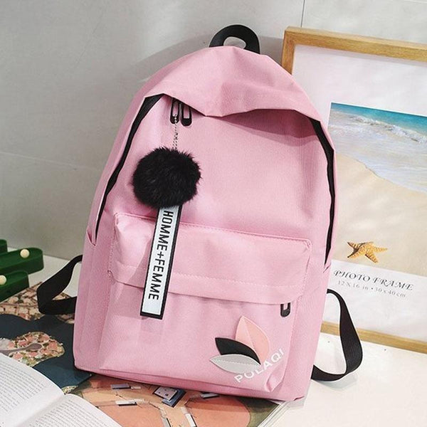 Student Canvas Backpack Light Grey Women Backpacks