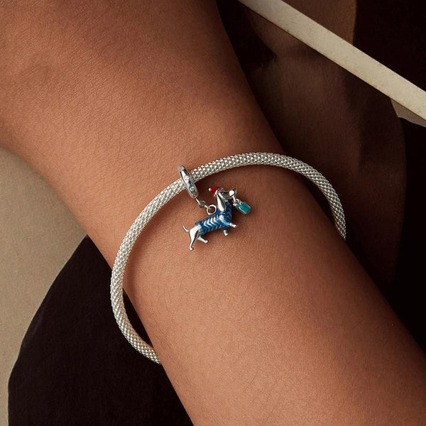 925 Sterling Silver Dachshund Pendant Animal Beads Charms & Pendants