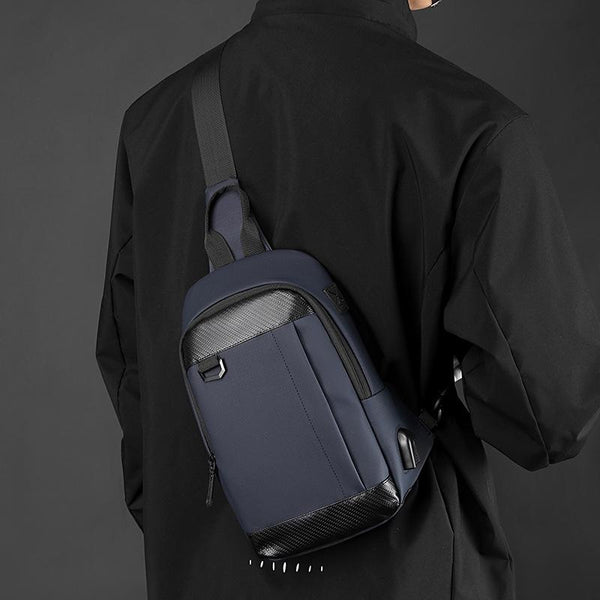 Waterproof Men Chest Bag Multifunctional Shoulder Crossbody For Riding Casual Use Black Bags