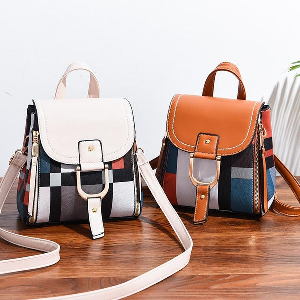 Stylish Ladies Leather Backpack Soft Pu Material White Women Backpacks
