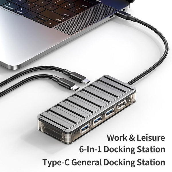 6 In 1 Type C Hub Adapter Grey Usb Cables Hubs & Adapters