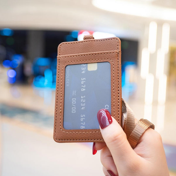 Vertical Id Card Bag And Lanyard Brown Id & Document Holders