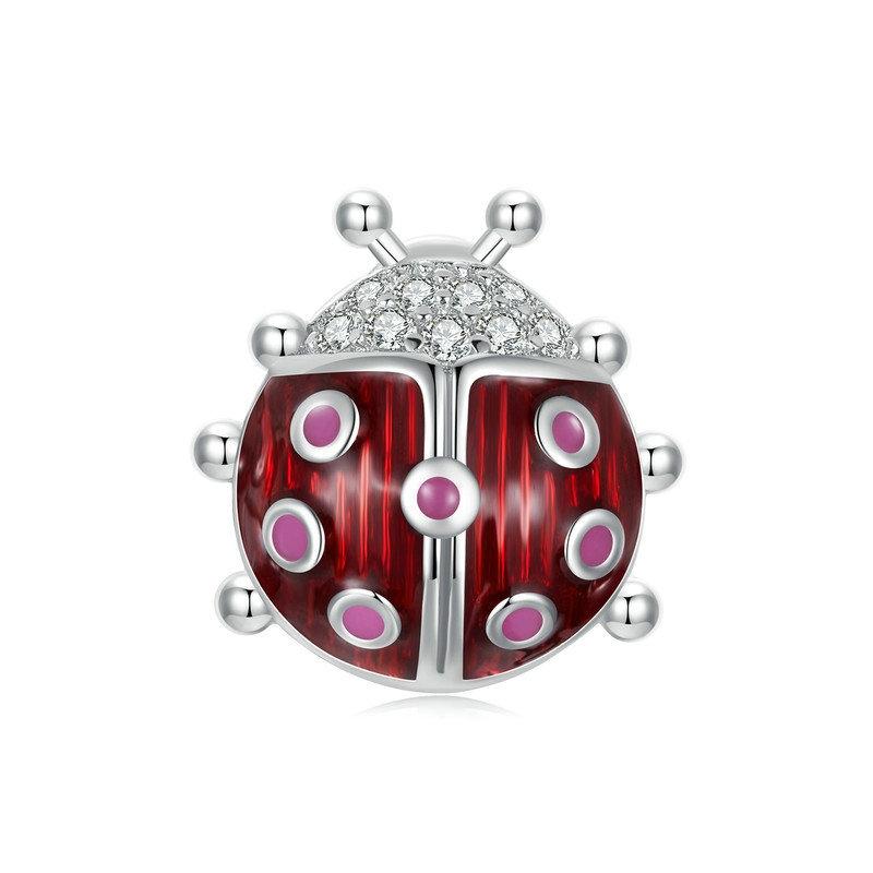 925 Sterling Silver Zircon Luminous Ladybug Beads Charms & Pendants