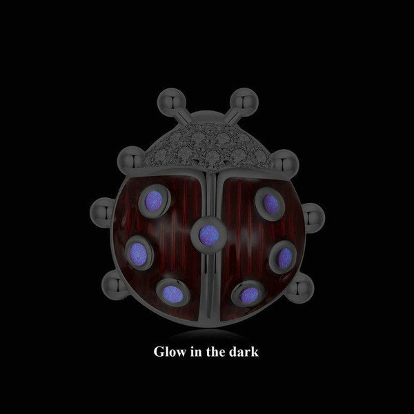925 Sterling Silver Zircon Luminous Ladybug Beads Charms & Pendants