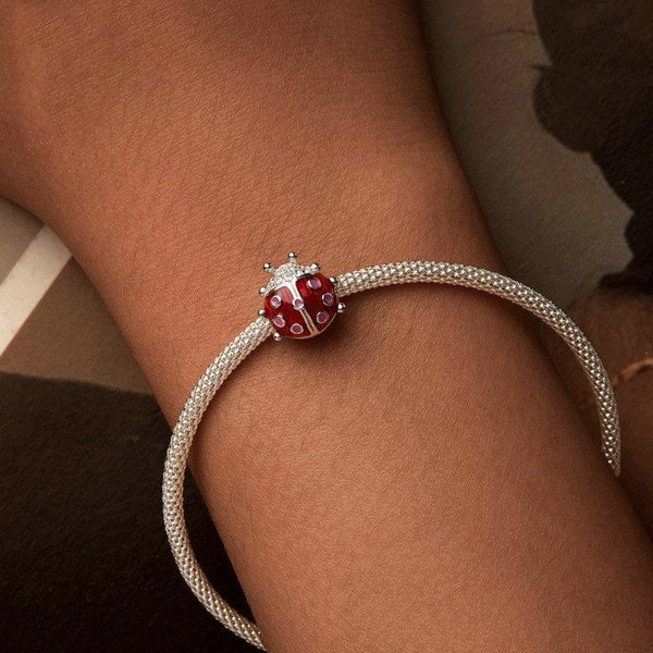 925 Sterling Silver Zircon Luminous Ladybug Beads Charms & Pendants