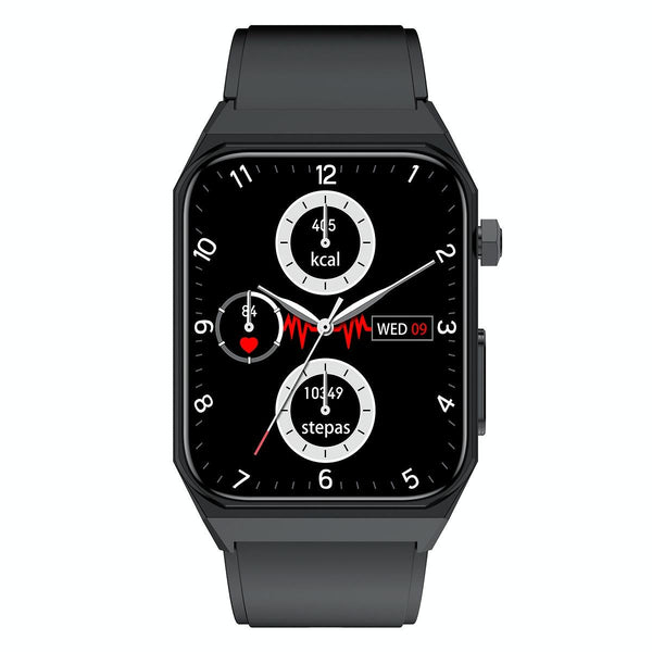 1.91 Inch Waterproof Ecg Smart Watch With Silicone Band Ip68 Black Smart Watches