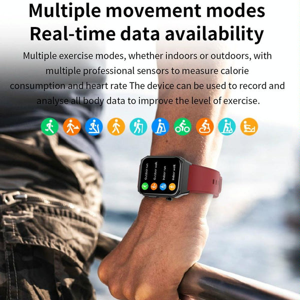 1.91 Inch Waterproof Ecg Smart Watch With Silicone Band Ip68 Black Smart Watches