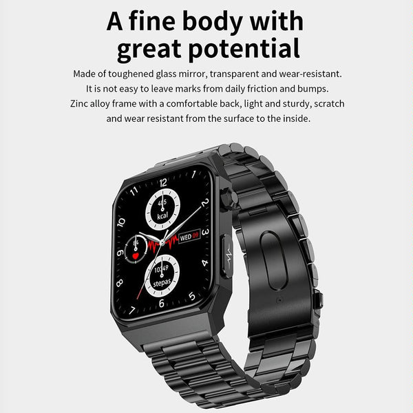1.91 Inch Waterproof Ecg Smart Watch With Silicone Band Ip68 Black Smart Watches