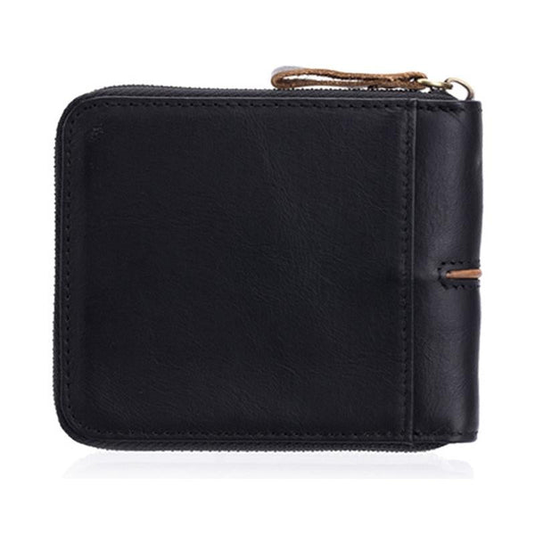 Zippered Cowhide Card Holder With Rfid Protection Black Business Card Holders