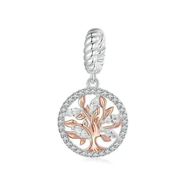 925 Sterling Silver Rose Gold Tree Of Life Pendant Charms & Pendants