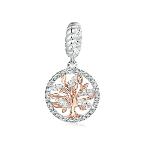 925 Sterling Silver Rose Gold Tree Of Life Pendant Charms & Pendants