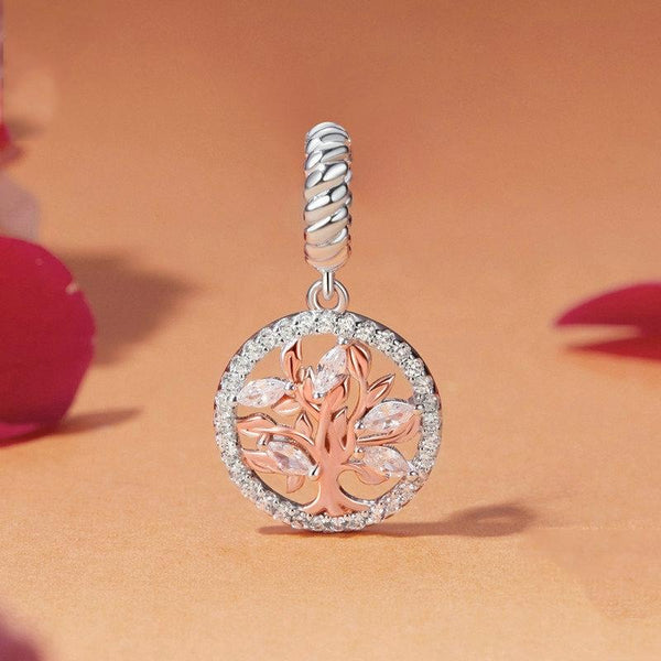 925 Sterling Silver Rose Gold Tree Of Life Pendant Charms & Pendants