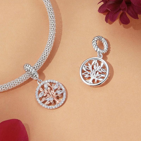 925 Sterling Silver Rose Gold Tree Of Life Pendant Charms & Pendants