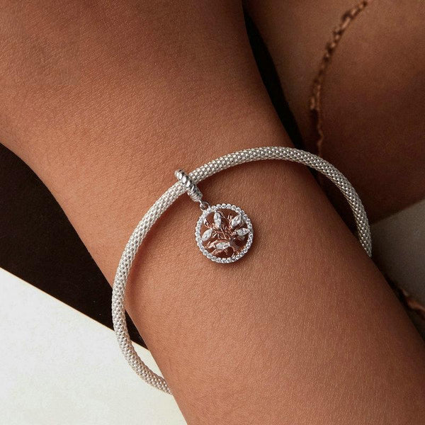 925 Sterling Silver Rose Gold Tree Of Life Pendant Charms & Pendants