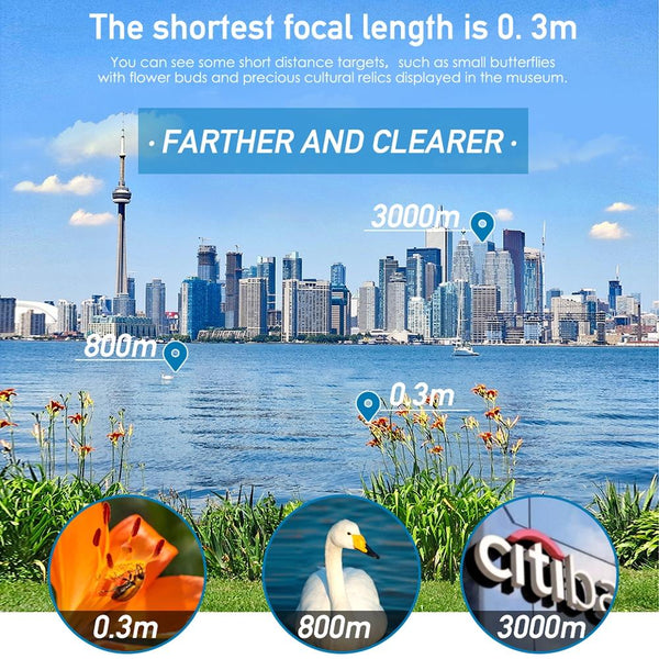 Closest Focus Monocular For Smartphones 6X Optics Lens 0.3M Black Binoculars & Monoculars