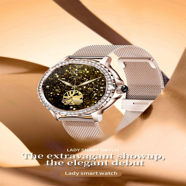 1.3 Inch Ip68 Waterproof Colour Screen Smart Watch Support Heart Rate / Blood Pressure Oxygen Monitoring Gold Smart Watches