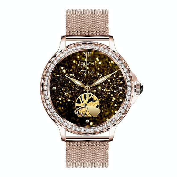 1.3 Inch Ip68 Waterproof Colour Screen Smart Watch Support Heart Rate / Blood Pressure Oxygen Monitoring Gold Smart Watches