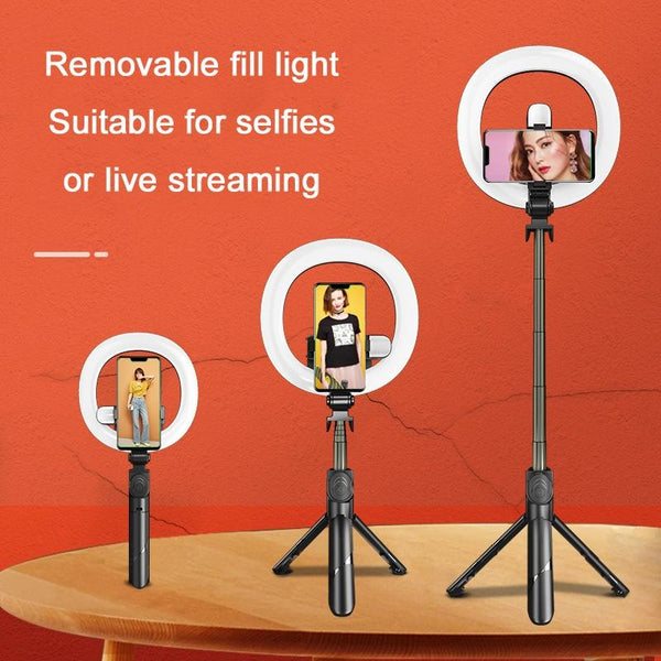 Wireless Led Double Fill Light Selfie Stick With Tripod For Live Streaming Selfie Sticks