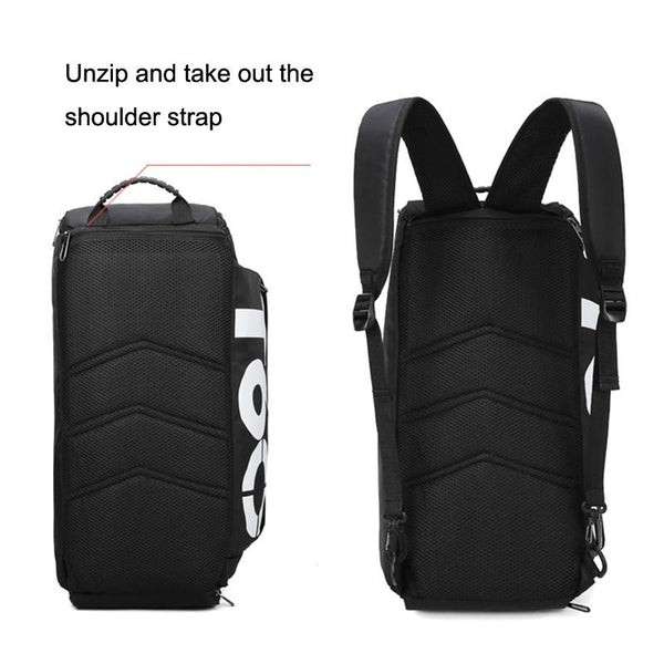 Waterproof Fitness Backpack For Swimming And Travel Black Bottom White Word Women Backpacks