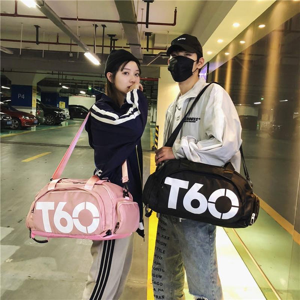 Waterproof Fitness Backpack For Swimming And Travel Black Bottom White Word Women Backpacks