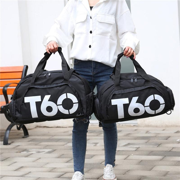 Waterproof Fitness Backpack For Swimming And Travel Black Bottom White Word Women Backpacks