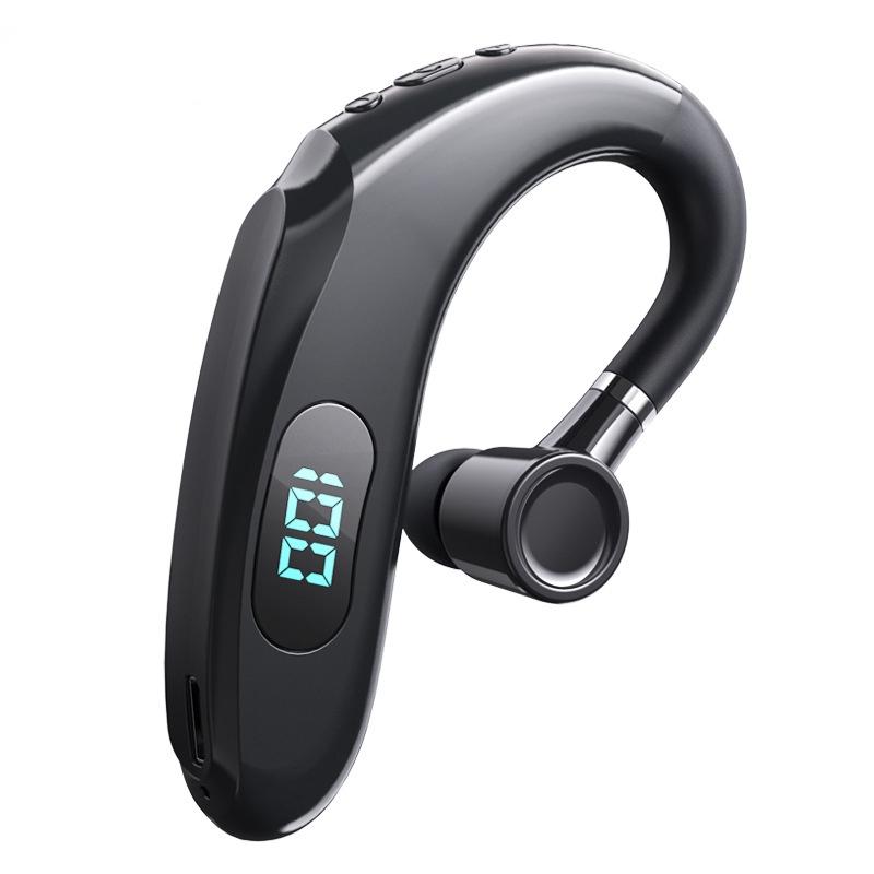 Q20 Bluetooth 5.2 Business Digital Display Sports Earhook Stereo Earphone Black Earbuds
