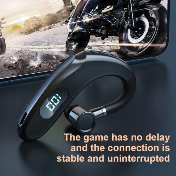 Q20 Bluetooth 5.2 Business Digital Display Sports Earhook Stereo Earphone Black Earbuds