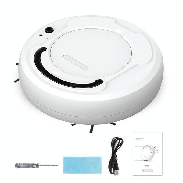 Smart 3 In 1 Robot Vacuum With Wet / Dry Mopping Rechargeable & Auto Cleaning Black White Vacuum Cleaners