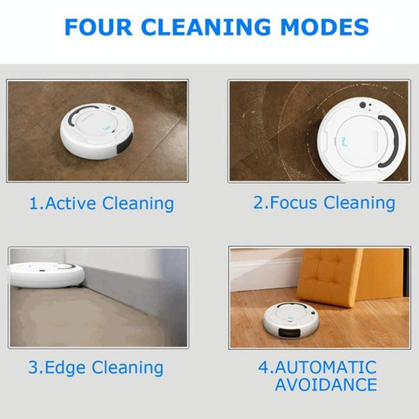 Smart 3 In 1 Robot Vacuum With Wet / Dry Mopping Rechargeable & Auto Cleaning Black White Vacuum Cleaners