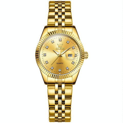 Women Luminous Diamond Quartz Watch Waterproof Gold Watches