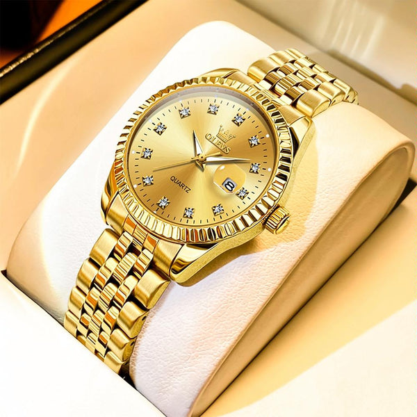 Women Luminous Diamond Quartz Watch Waterproof Gold Watches