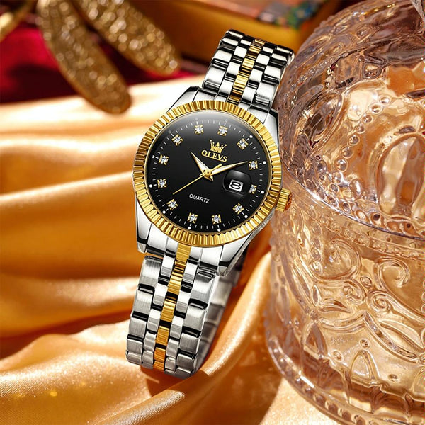 Women Luminous Diamond Quartz Watch Waterproof Gold Watches