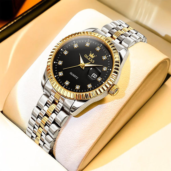 Women Luminous Diamond Quartz Watch Waterproof Gold Watches