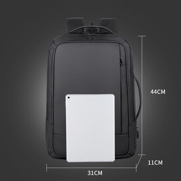 Waterproof Expandable Laptop Backpack With Usb Port Black Laptop Cases & Bags