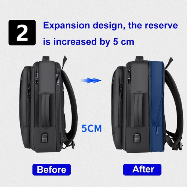 Waterproof Expandable Laptop Backpack With Usb Port Black Laptop Cases & Bags