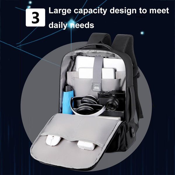 Waterproof Expandable Laptop Backpack With Usb Port Black Laptop Cases & Bags