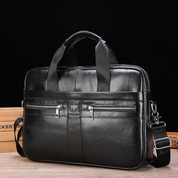 Large Capacity Retro Cowhide Briefcase Black Women's Bags & Handbags