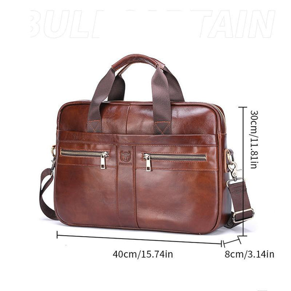 Large Capacity Retro Cowhide Briefcase Black Women's Bags & Handbags