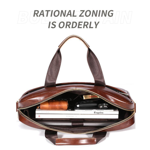 Large Capacity Retro Cowhide Briefcase Black Women's Bags & Handbags