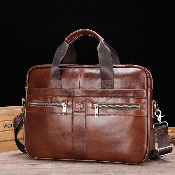 Large Capacity Retro Cowhide Briefcase Black Women's Bags & Handbags