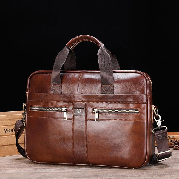 Large Capacity Retro Cowhide Briefcase Black Women's Bags & Handbags