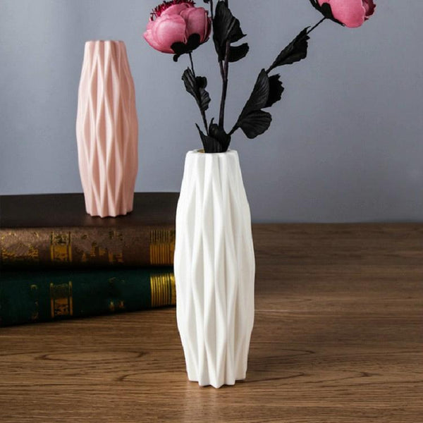 Set Of 3 Creative Plastic Camellia For Wet And Dry Decor Milk White Vases