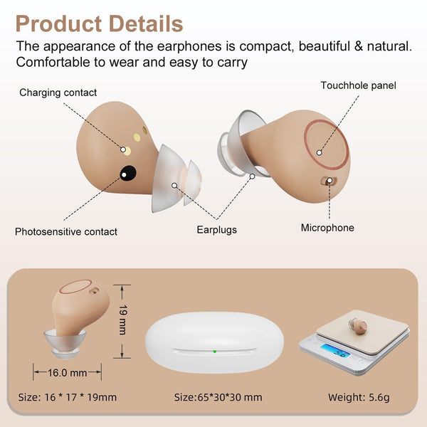 Digital In Ear Tws Hearing Aid Rechargeable & Invisible Skin Colour Other Health Care