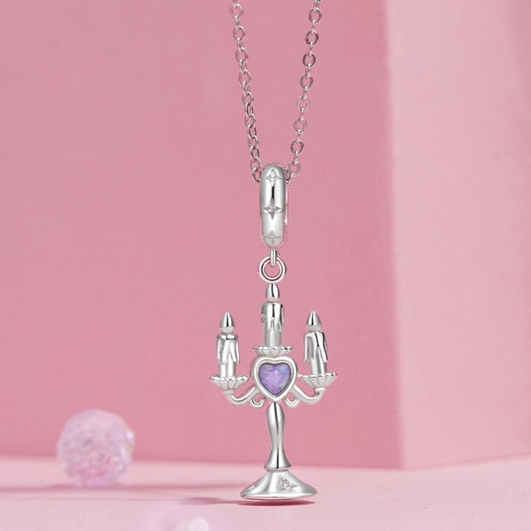 925 Sterling Silver Retro Pattern Candlestick Pendant In Necklaces & Pendants