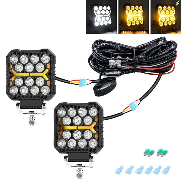 4 Inch Square Mixed Luminous Angel Eye Car Work Light Led Car Lights