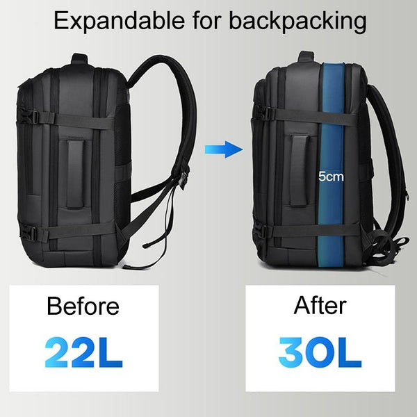 Expandable Double Shoulder Backpack For Business Or Casual Use Black Backpacks